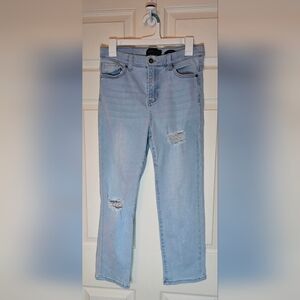 Kendall + Kylie High Rise Distressed Cropped Jeans Light Wash - Size 29